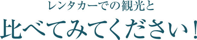 レンタカーでの観光と比べてみてください！