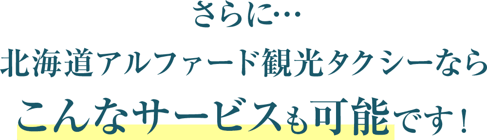 さらに…北海道アルファード観光タクシーならこんなサービスも可能です！